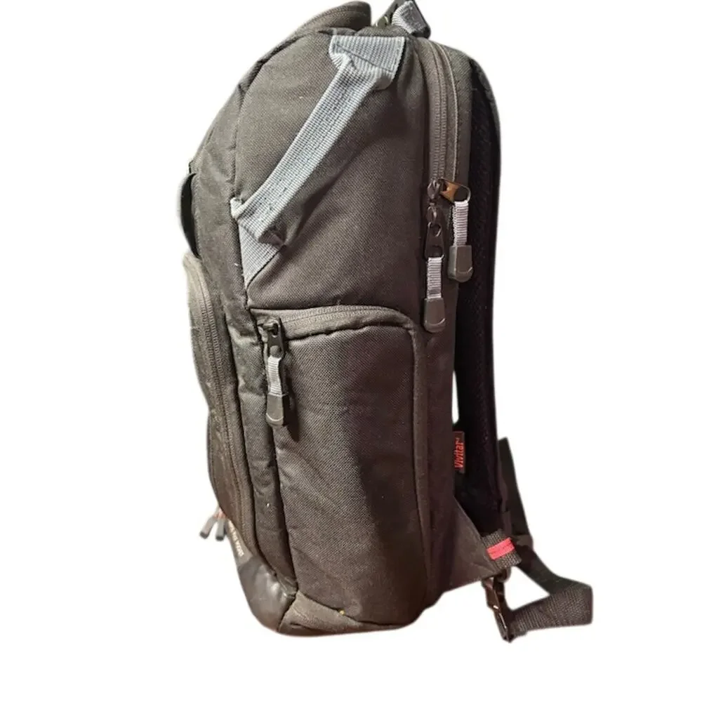VIVITAR DSLR Camera Backpack Bag Black Padded Case w/ Rain Fly Tripod Pocket